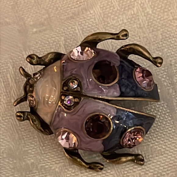 Art Deco Scarab Beetle Pin, Lavender Bug Pin - Picture 2 of 6
